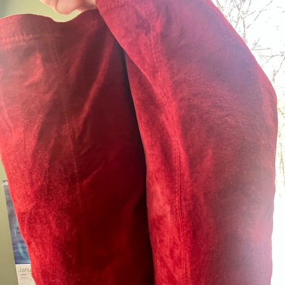 Red Suede Leather Thigh High Heeled Boots Size 9 - Picture 12 of 14